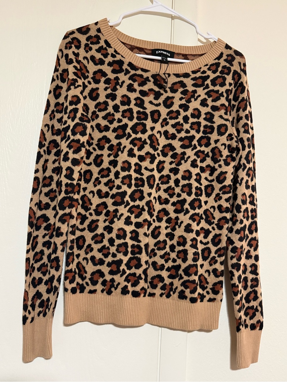 Express Leopard Print Crewneck Sweater M